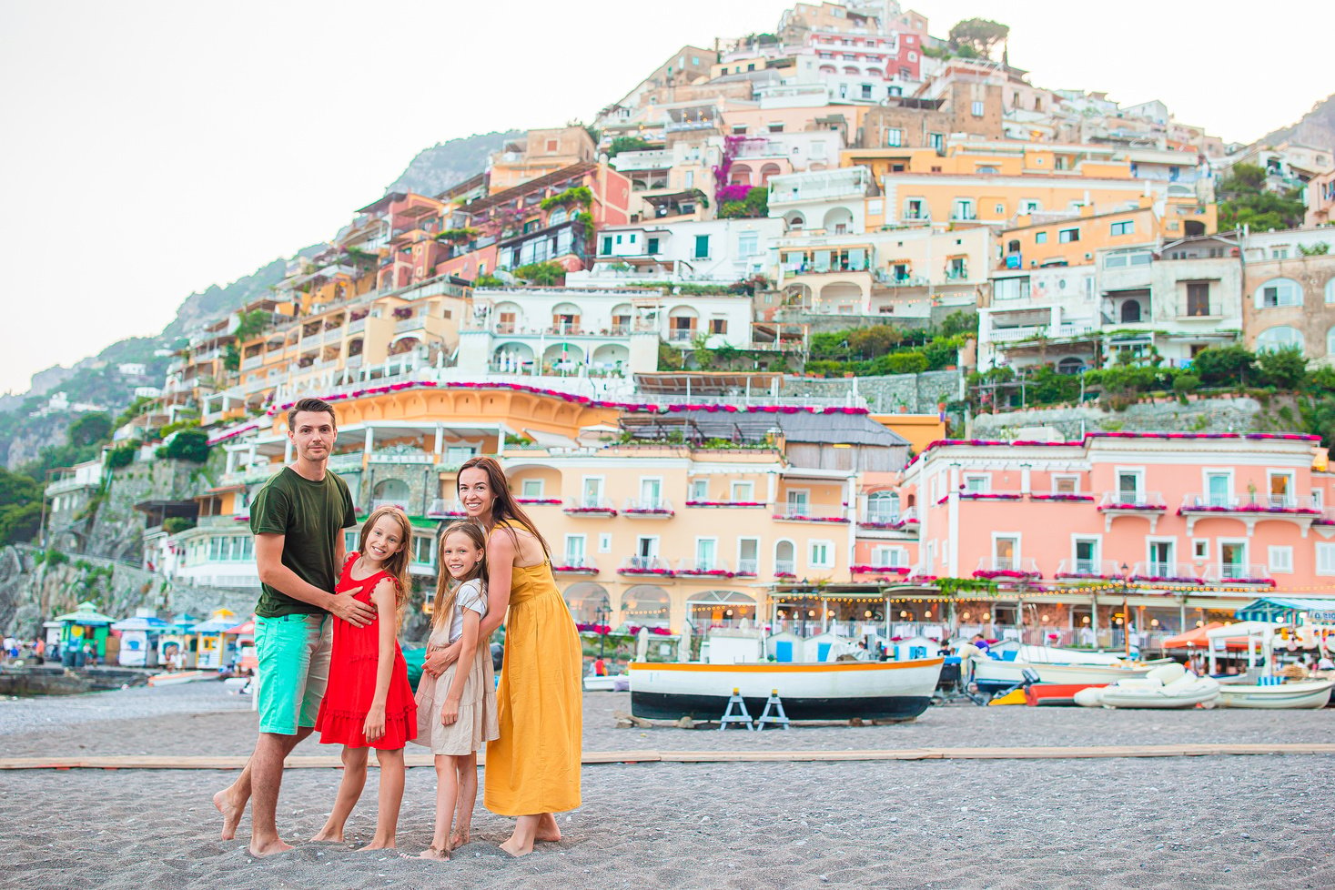 Family on Vacation in Positano, Italy